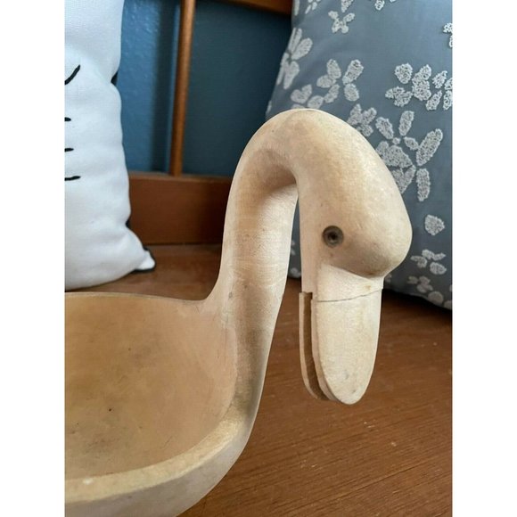 Carved Wooden Duck Bowl, Natural look, Farmouse Decor Servingware - Picture 5 of 7